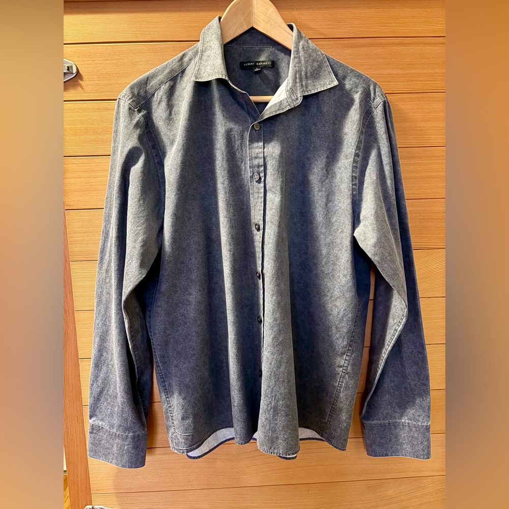 Robert Barrakett Men’s Button-down Long Sleeve Collared Shirt Blue- Size L
